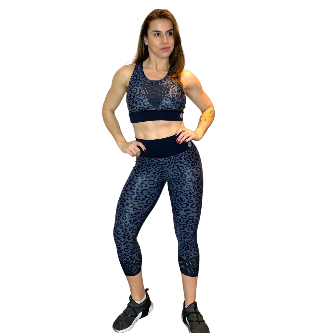 Leopard Sports Bra - Blue